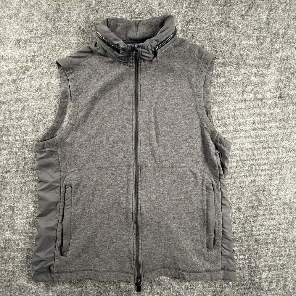 Bugatchi Vest Mens Large Gray Full Zip Knit Hybrid Golf Casual Jacket